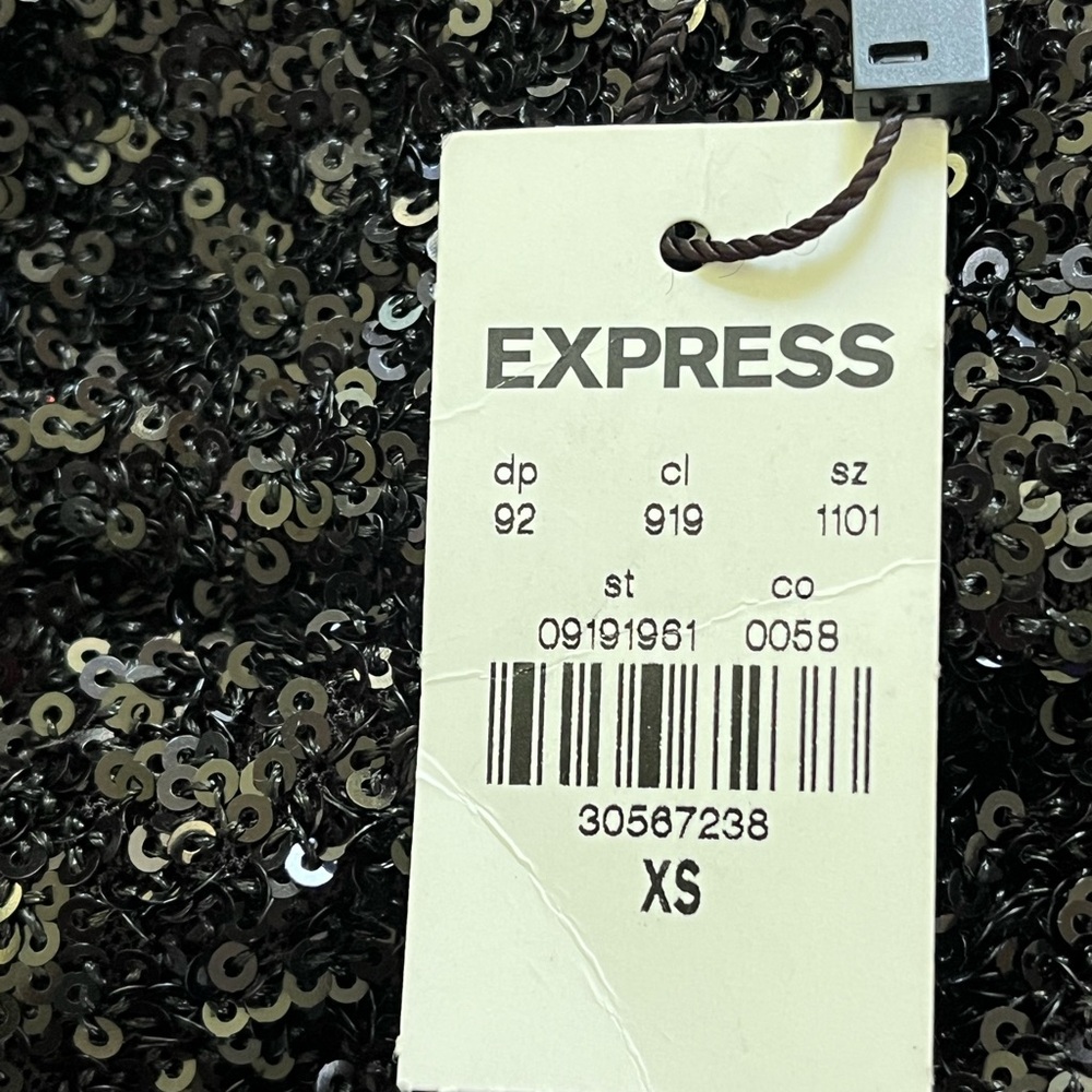 NEW Express Black Sequin Women's High Rise Trouser Pants Size XS - Picture 2 of 12
